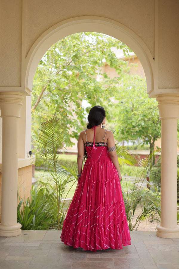 Laheriya Print Kutchi Patchwork Gown Clothsvilla
