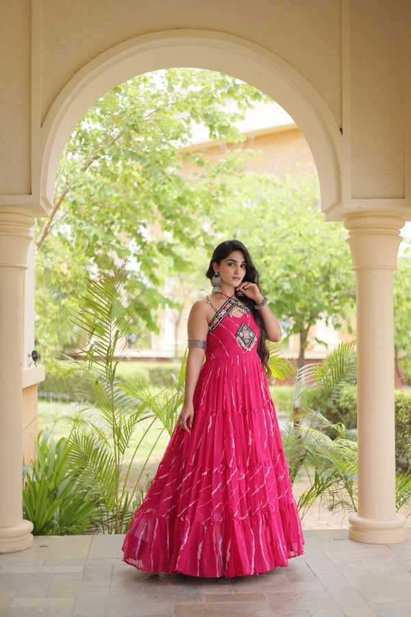 Laheriya Print Kutchi Patchwork Gown Clothsvilla