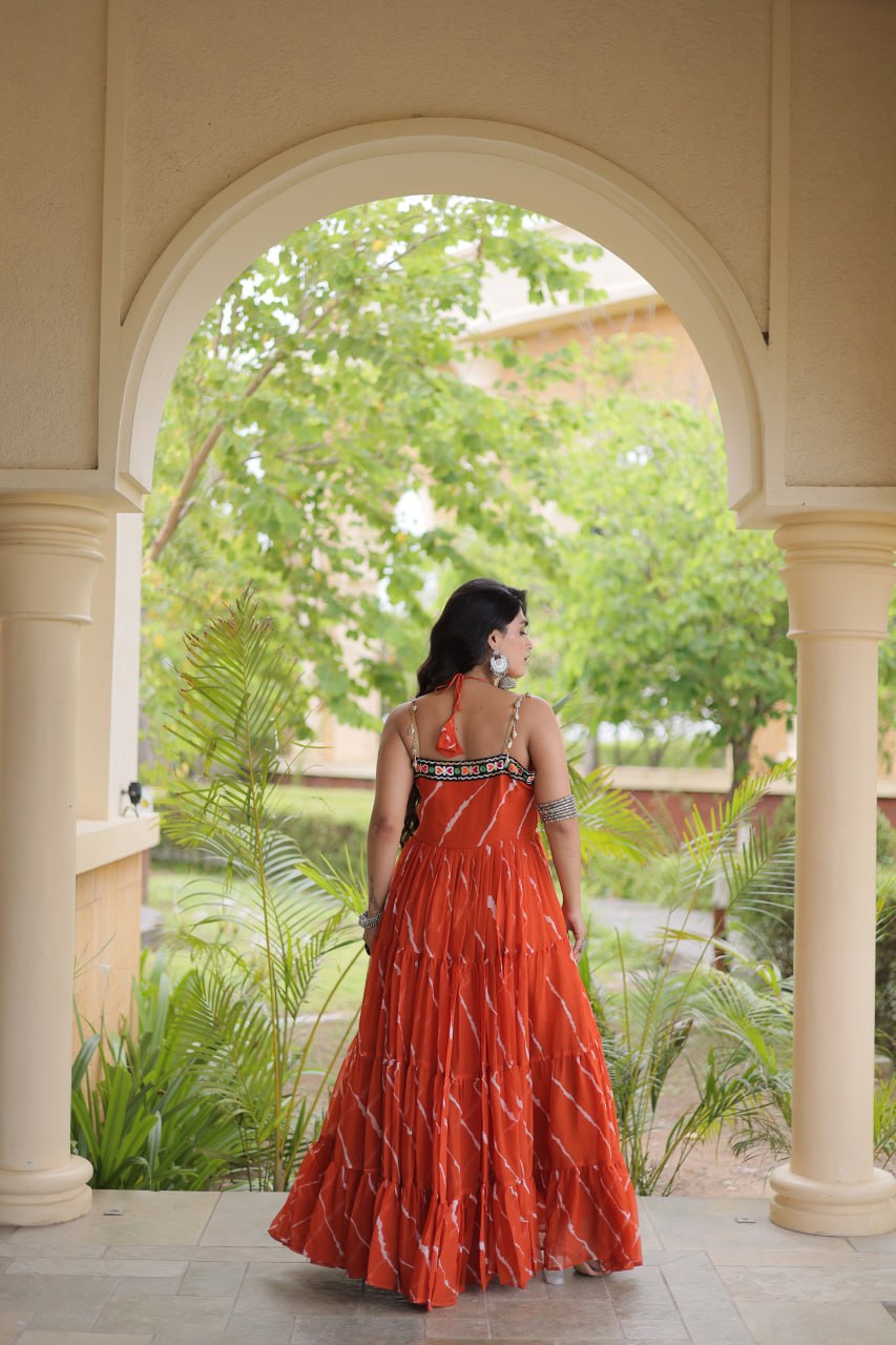 Laheriya Print Kutchi Patchwork Gown Clothsvilla