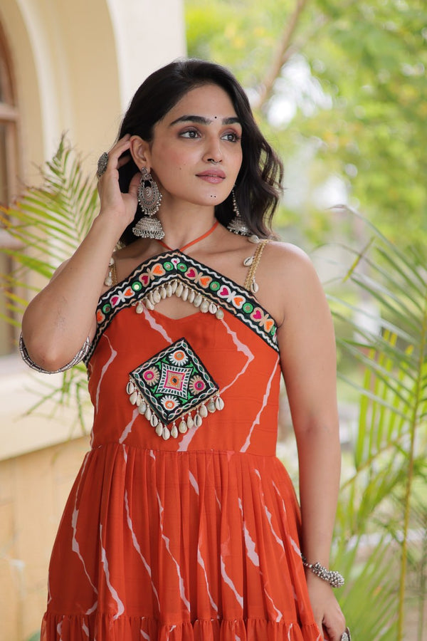 Laheriya Print Kutchi Patchwork Gown Clothsvilla