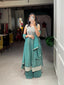 Pine Color Naira Style Embroidered Georgette Kurti Palazzo Set ClothsVilla