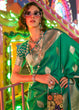 Load image into Gallery viewer, Pine Green Floral Printed Banarasi Silk Saree with Zari Woven Pallu ClothsVilla