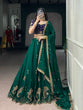 Load image into Gallery viewer, Pine Green Sequins Embroidered Silk Lehenga ClothsVilla
