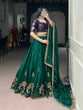 Load image into Gallery viewer, Pine Green Sequins Embroidered Silk Lehenga ClothsVilla