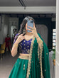 Load image into Gallery viewer, Pine Green Sequins Embroidered Silk Lehenga ClothsVilla