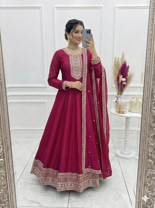 Pink Anarkali Gown with Dupatta ClothsVilla