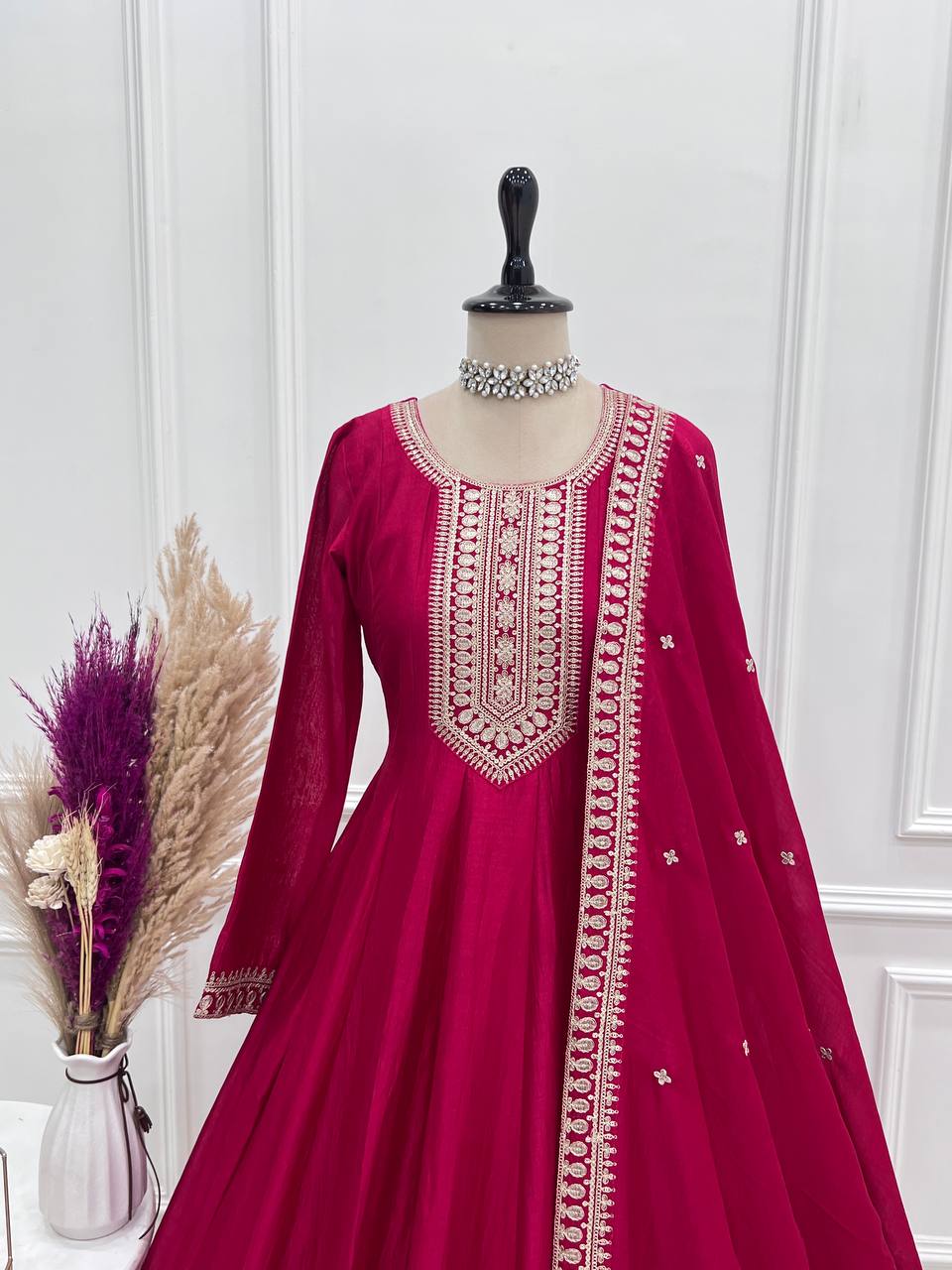 Pink Anarkali Gown with Dupatta ClothsVilla