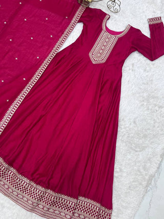 Pink Anarkali Gown with Dupatta ClothsVilla