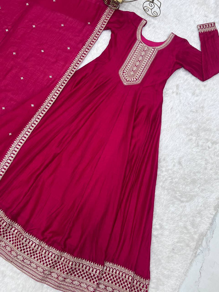 Pink Anarkali Gown with Dupatta ClothsVilla