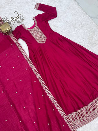 Pink Anarkali Gown with Dupatta ClothsVilla