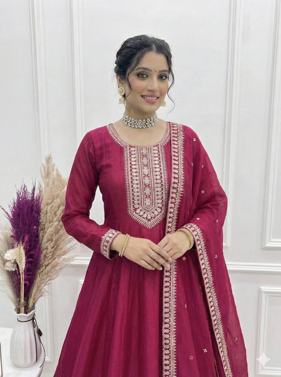 Pink Anarkali Gown with Dupatta ClothsVilla