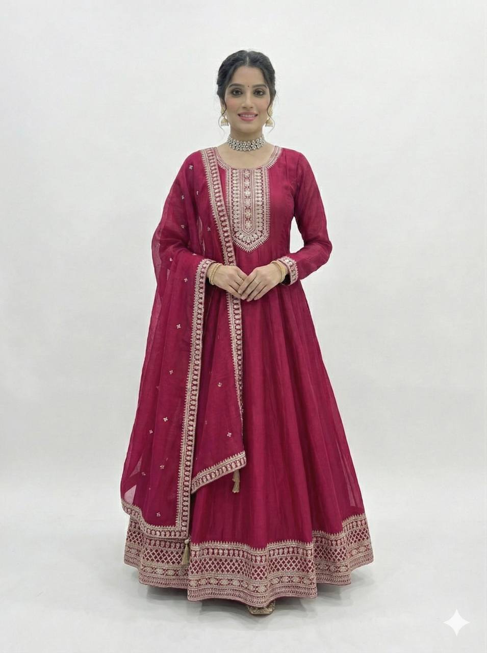 Pink Anarkali Gown with Dupatta Secondary image