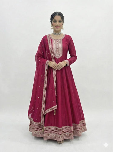 Pink Anarkali Gown with Dupatta ClothsVilla