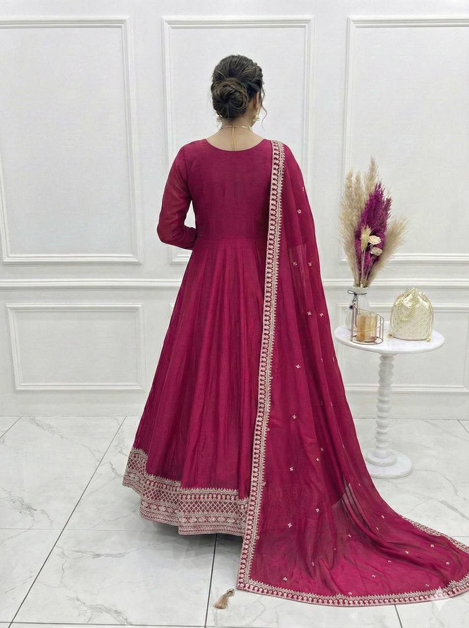 Pink Anarkali Gown with Dupatta ClothsVilla