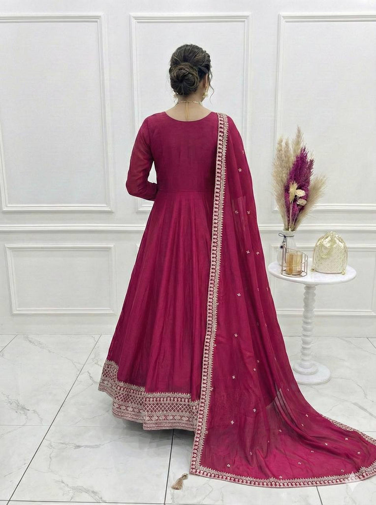 Pink Anarkali Gown with Dupatta ClothsVilla