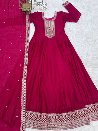 Pink Anarkali Gown with Dupatta ClothsVilla