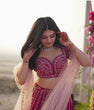 Load image into Gallery viewer, Pink Awesomeness Awaits — Slub Silk Lehenga Set with Sequins &amp; Dori Work ClothsVilla
