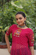 Load image into Gallery viewer, Pink Bandhani Print Kurti with Kutchi Patchwork Detailing ClothsVilla