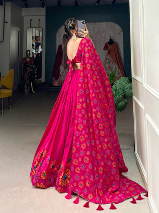 Pink Blossom Boldly Radiate Charm in Floral Printed Lehengas