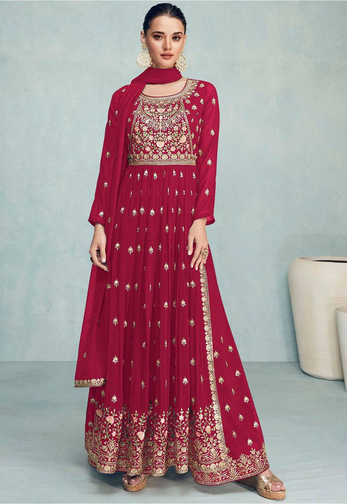 Women Oracle Heavy Net Pink Bridal With Embroidery Round Neck Crafted Party  Wear Gown at Rs 6495 in Surat