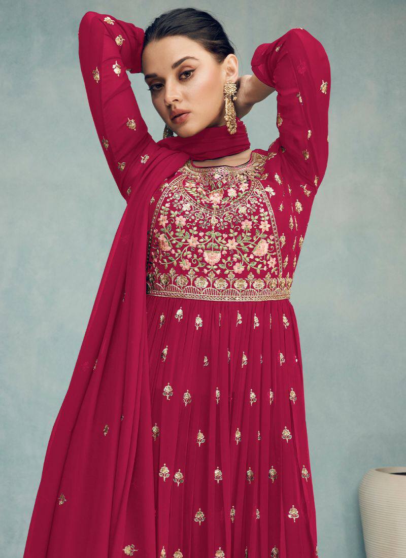 pink bollywood dress Pink colour heavy zari embroidery work bollywood style party dress