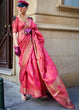 Load image into Gallery viewer, Pink Brown Ethereal Organza Silk Saree – Graceful &amp; Glamorous Drape ClothsVilla