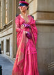 Load image into Gallery viewer, Pink Brown Ethereal Organza Silk Saree – Graceful &amp; Glamorous Drape ClothsVilla