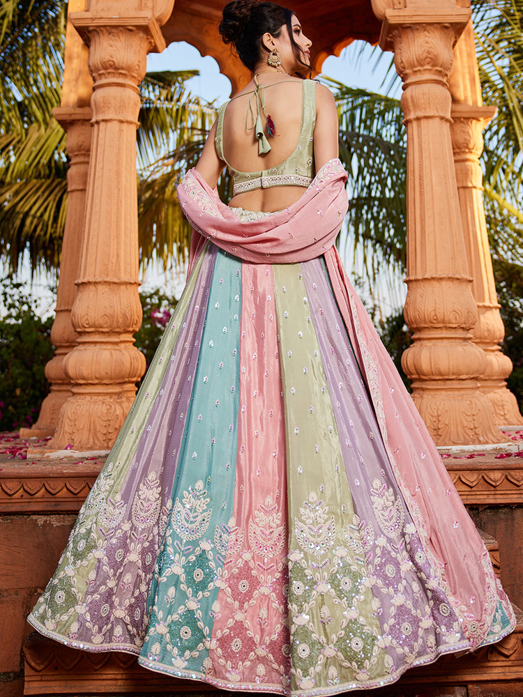 Pink Chiffon Sequinse embroidery Semi-Stitched Lehenga choli & Dupatta ClothsVilla