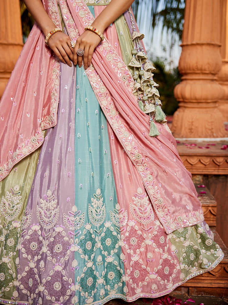 Pink Chiffon Sequinse embroidery Semi-Stitched Lehenga choli & Dupatta ClothsVilla