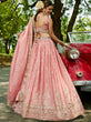 Load image into Gallery viewer, Pink Chinnon Semi-Stitched Lehenga Choli Set with Heavy Sequins &amp; Embroidered Dupatta ClothsVilla