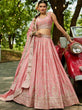 Load image into Gallery viewer, Pink Chinnon Semi-Stitched Lehenga Choli Set with Heavy Sequins &amp; Embroidered Dupatta ClothsVilla