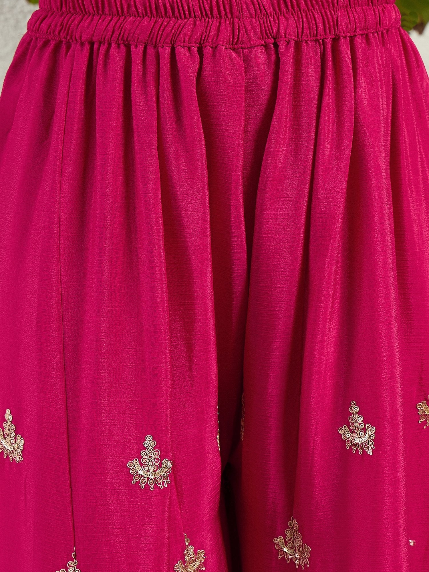 Pink Chinon Kurta Palazzo Set ClothsVilla