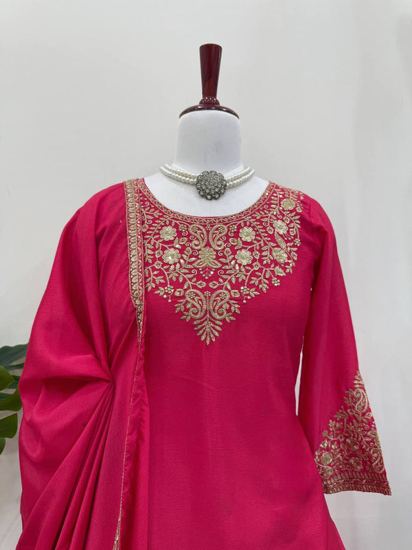 Pink Chinon Silk Lehenga Set with Sequin Work & Lace Border Dupatta  Full-Stitched Traditional Wear ClothsVilla