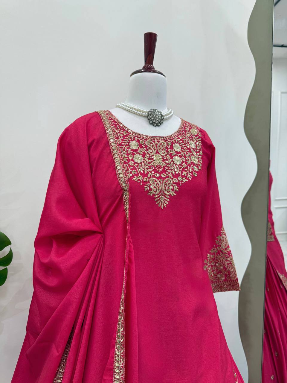 Pink Chinon Silk Lehenga Set with Sequin Work & Lace Border Dupatta  Full-Stitched Traditional Wear ClothsVilla