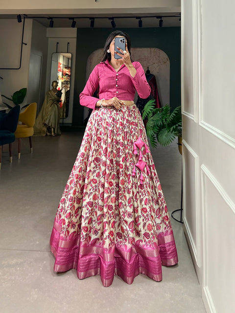 Pink Color Dazzling Dola Silk Floral Lehenga Choli ClothsVilla Main image