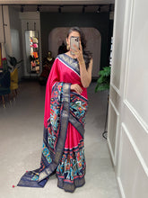 Load image into Gallery viewer, Pink Color Dola Silk Patola Saree with Shimmering Foil Work ClothsVilla