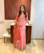 Load image into Gallery viewer, Pink Color Elegant &amp; Embroidered Fox Georgette Sharara Set: Dress to Impress ClothsVilla