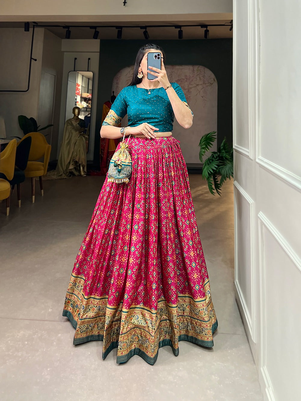 Pink Color Ikkat Patola Co-ord Set Lehenga ClothsVilla Main image