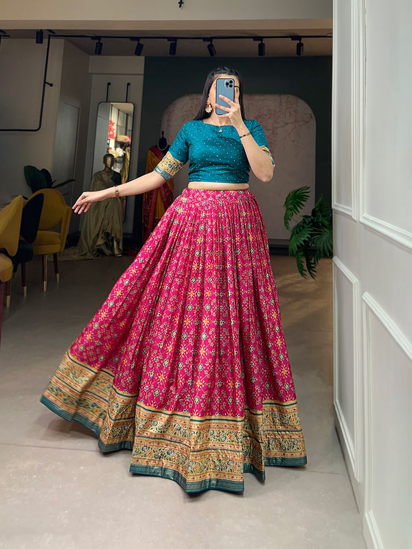 Pink Color Ikkat Patola Co-ord Set Lehenga ClothsVilla