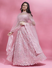 Load image into Gallery viewer, Pink Color Net Sequins Work Semi-Stitched Lehenga ClothsVilla