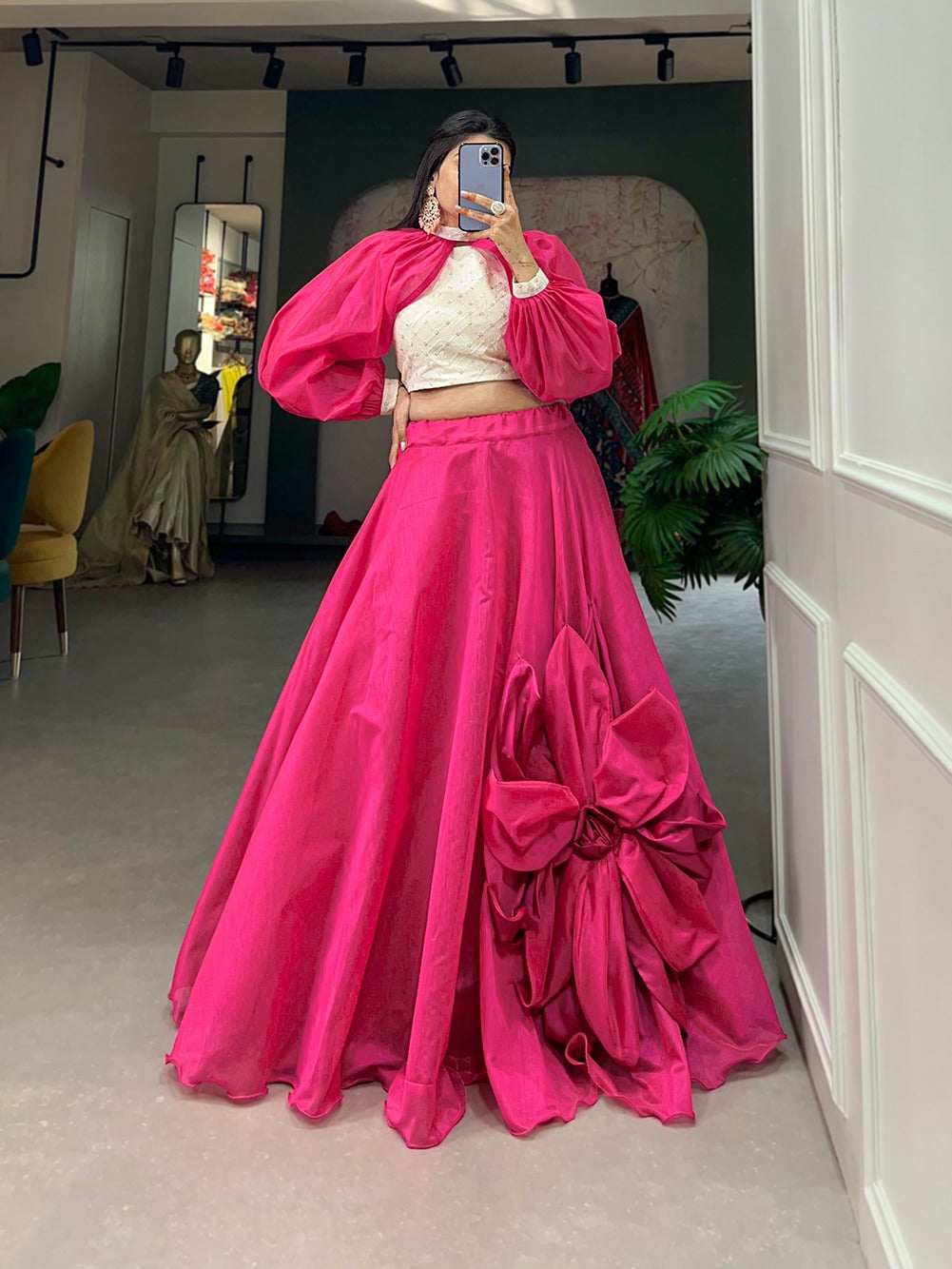 Pink Color Rajwadi Chanderi Silk Lehenga Co-ord Set with Handcrafted Charm ClothsVilla