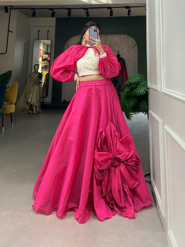 Pink Color Rajwadi Chanderi Silk Lehenga Co-ord Set with Handcrafted Charm ClothsVilla