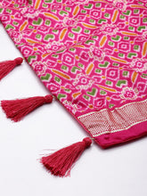 Load image into Gallery viewer, Pink Color Tusser Silk Patola Printed Dupatta ClothsVilla