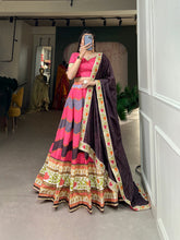 Load image into Gallery viewer, Pink Color Vaishali Silk Printed Lehenga Choli Set with Sequins Lace Border ClothsVilla