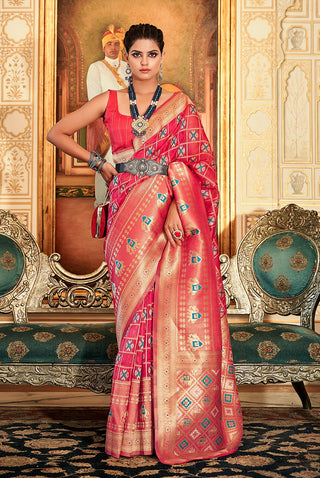 Pink Color Weaving Work Organza Saree Clothsvilla