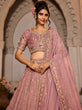 Load image into Gallery viewer, Pink colour Tissue Sequinse embroidery Semi-Stitched Lehenga choli &amp; Dupatta ClothsVilla