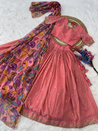 Pink Cosmos Silk Sequins Lehenga Choli ClothsVilla