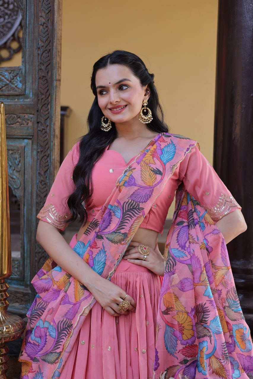 Pink Cosmos Silk Sequins Lehenga Choli ClothsVilla