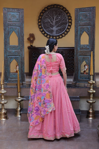Pink Cosmos Silk Sequins Lehenga Choli ClothsVilla
