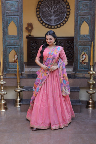 Pink Cosmos Silk Sequins Lehenga Choli ClothsVilla